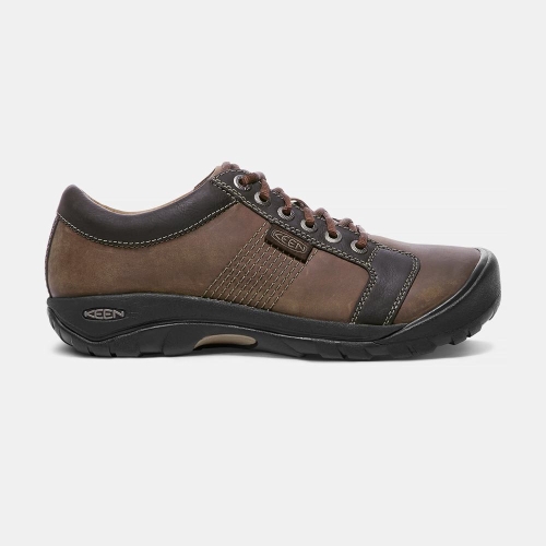 Chaussures Keen Soldes | Chaussure Casual Keen Austin Cuir Lace-up Homme Marron Noir (FRT217804)